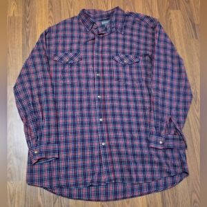 DAKOTA Men's 2XL Snap Button Plaid Flannel Shirt Heavyweight Cotton D84